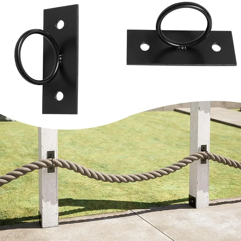 5-Pack Black Decorative Ring Rope Supports Holders for Hemp Rope Fencing Stair Deck Railing Wall Mounted Hanger Ceiling Hook
