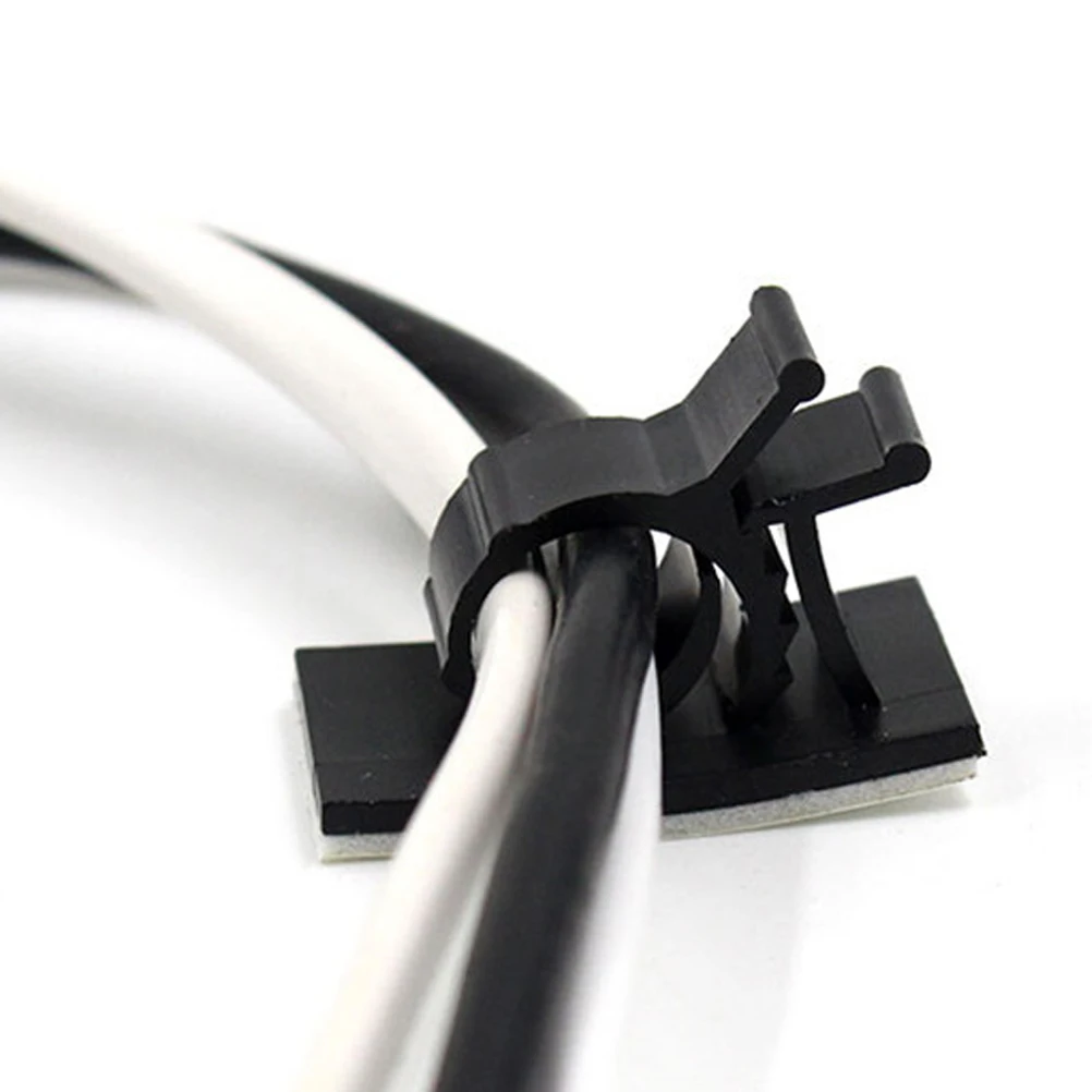 

100pcs Plastic Clips Black Adhesive Backed Wire Adjustable Cable Clips Adhesive Cable Management Clips Adjustable Clamp