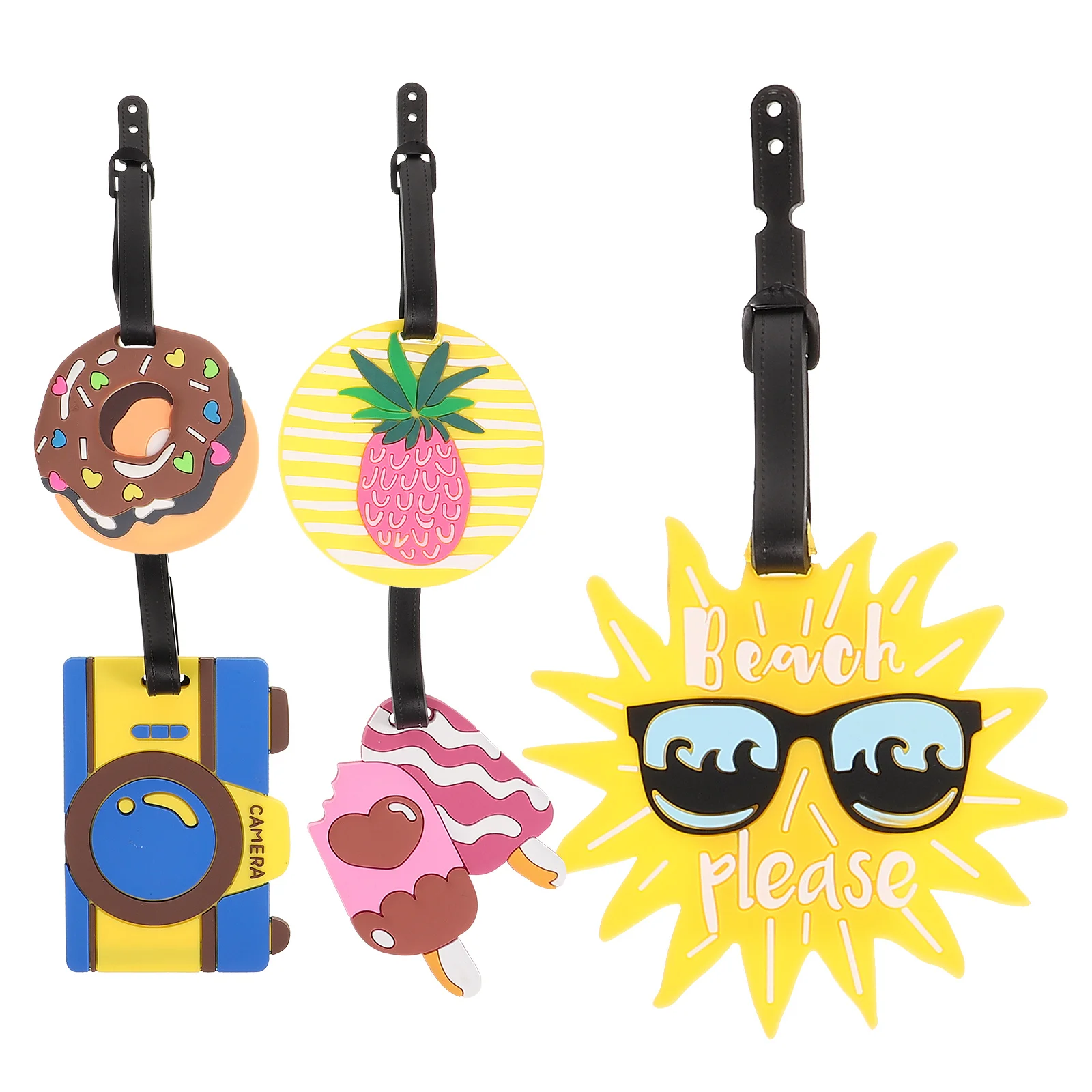 

5pcs Luggage Tags Suitcase Baggage Labels Travel Accessories Creative Cartoon Pineapple Boarding Pass PVC Soft