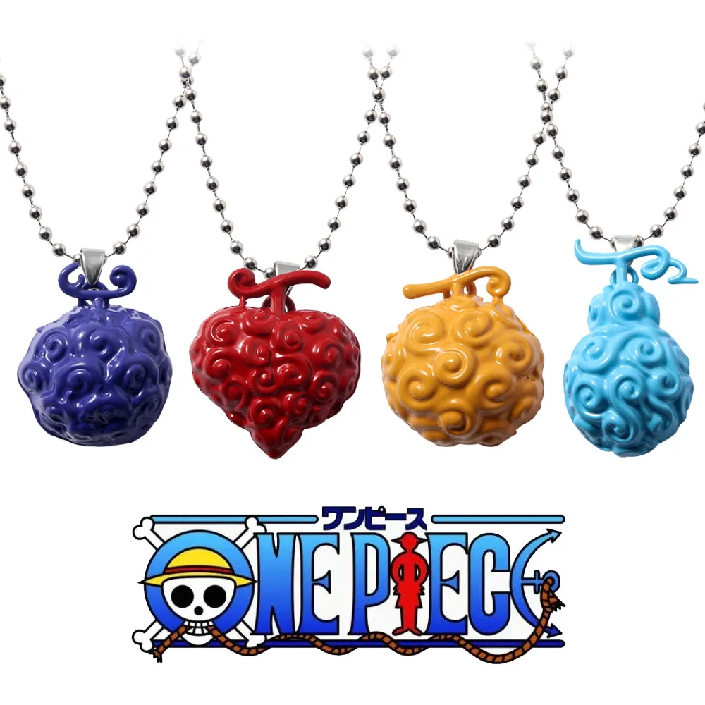 One Piece Anime Devil Fruit Necklace Figure Ace Luffy Model Kids Toys Gift Metal Cosplay Pendant