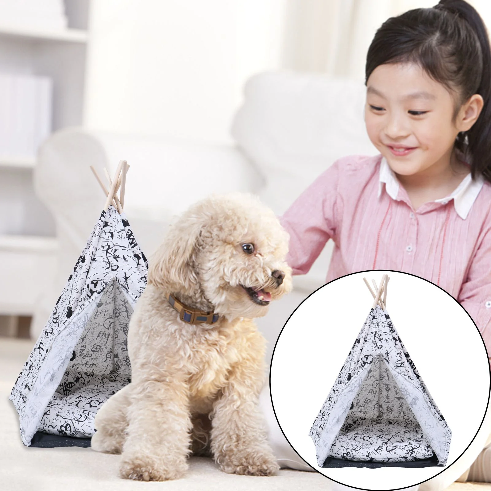 

Pet Tent House Bed Cat Kennel Dog Portable Shelter Indoor Nest Outdoor Triangle