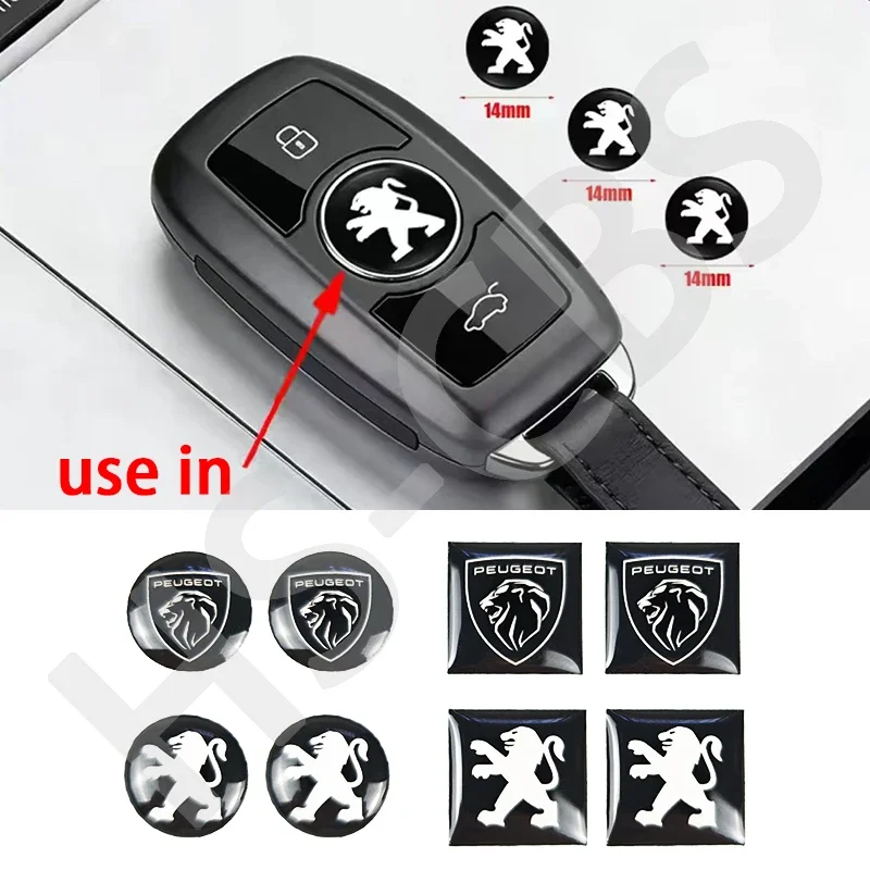 5/10/20Pcs 16mm 14mm Square Circle Car Remote Control Key Logo Stickers For Peugeot 206 307 308 207 3008 208 407 508 2008 5008