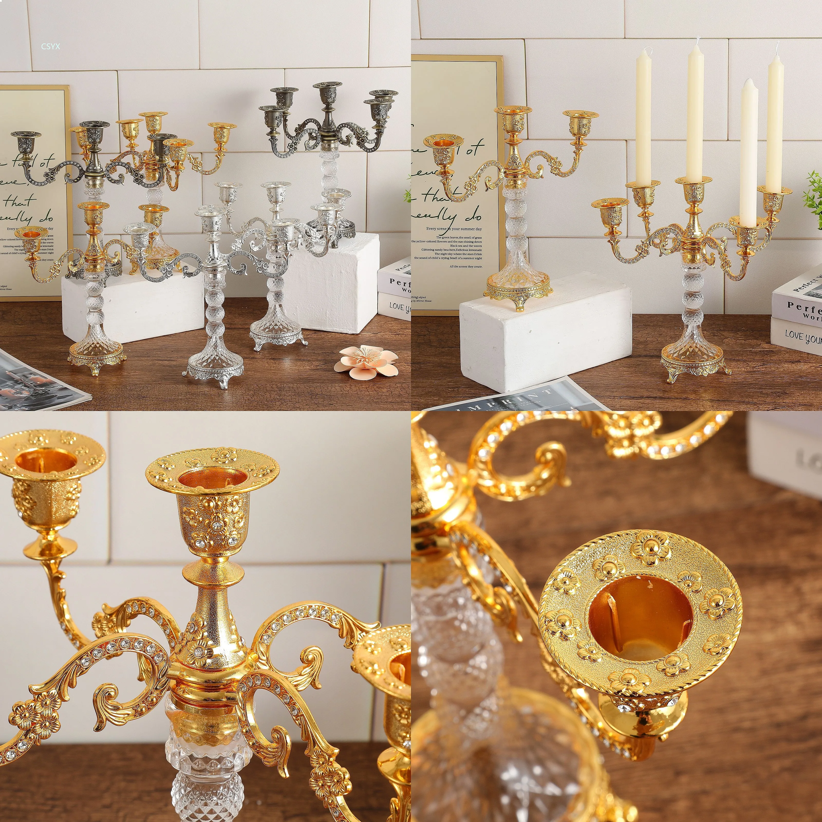 New Crystal Column Candle Holder French Romantic Candlelight Dinner Birthday Party Decoration