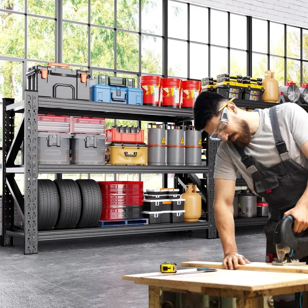 4-Tier Heavy-Duty Adjustable Metal Storage Shelves, 69W x 24D x 64H, Ideal for Garage, Basement, Warehouse