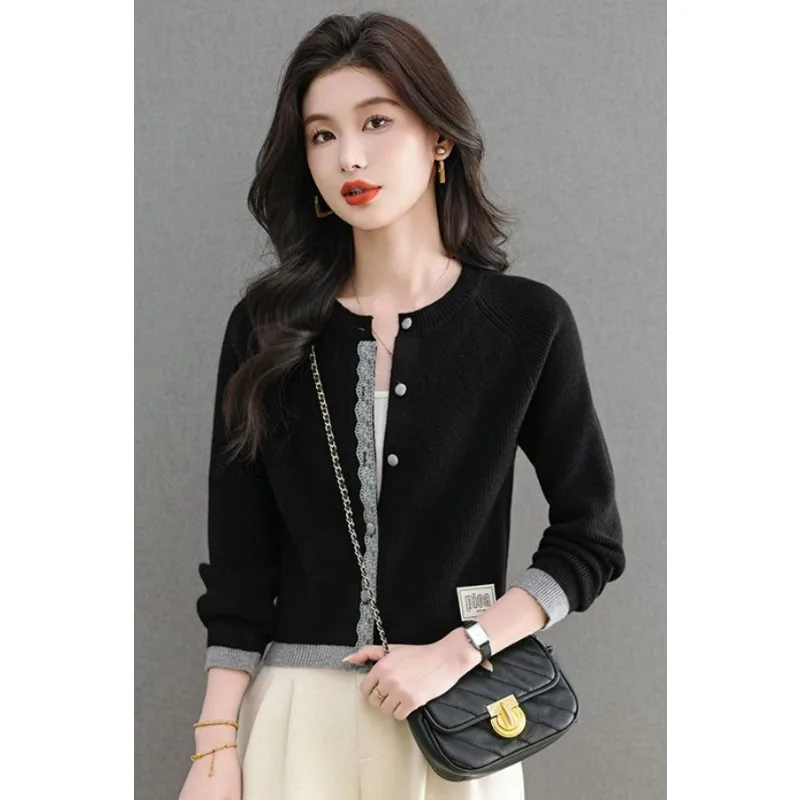 الخريف والشتاء سترة محبوكة زر بلون تنوعا النمط الأجنبي سترة سترة #3