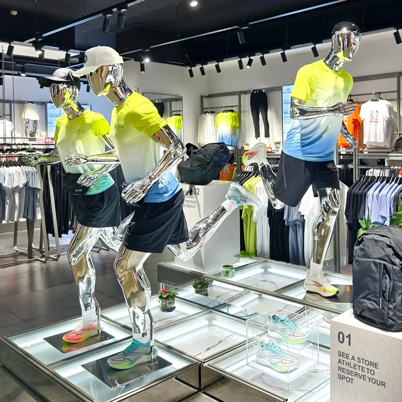 Running Model Props Men's And Women's Clothing Electroplating Sports Clothing Display Stand Sports Full Body Dummy Fiberglass Do