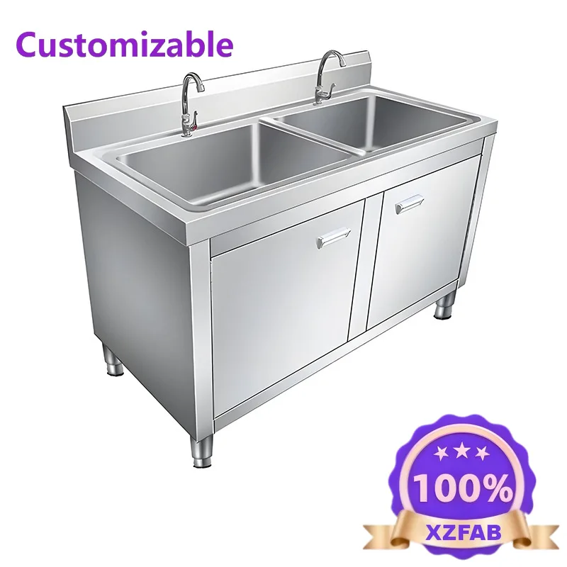 Factory Direct 2026 Extra Thick Stainless Steel Pool Cabinet Workbench Factory Kitchen Vegetable Sink Basin Dishwasher