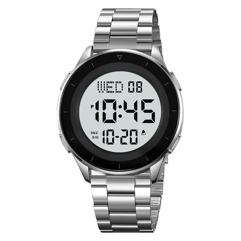 SkmeiMen's นาฬิกาผู้ชายธุรกิจนาฬิกาอิเล็กทรอนิกส์กันน้ํา Multi-Function นาฬิกาปลุกส่องสว่างนาฬิกาอิเล็กทรอนิกส์หน้าปัดขนาดใหญ่