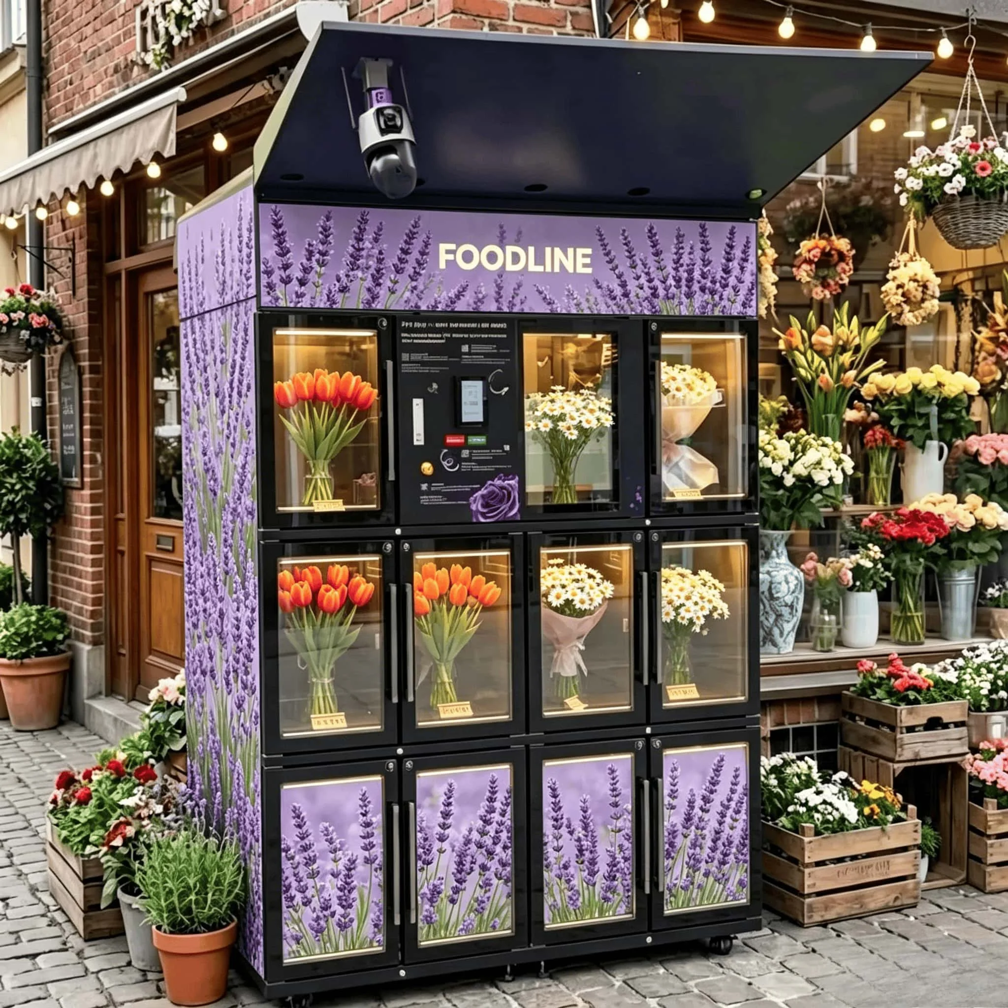 FOODLINE Compact Fresh Flower Vending Cabinet Simple Operation Touch Screen Small Bouquet Vending Machine For Florist Startup