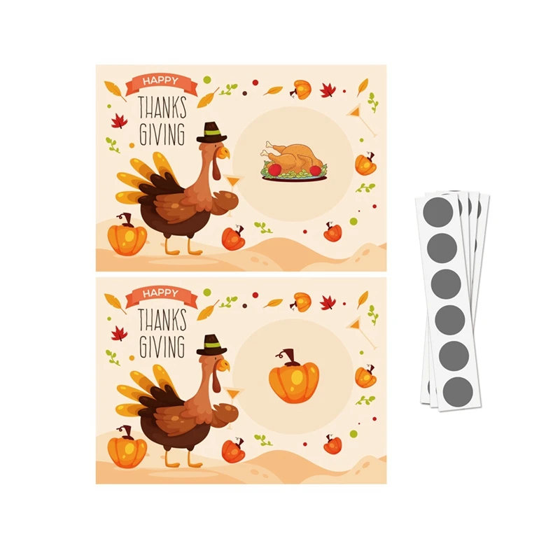 Jeu de cartes à gratter pour fête de Thanksgiving, cartes de dinde durables et faciles à utiliser