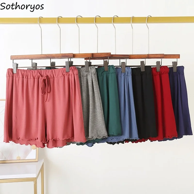 

Women Summer Sleep Bottoms Classic Empire Simple Basic Modal Homewear Solid Drawstring Sleepwear Soft Elastic Waist Shorts Ins