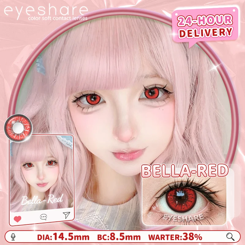 EYESHARE 1 Paar Cosplay Farbige Kontaktlinsen für Augen Rote Kontaktlinsen Anime Rosa Augenlinsen Halloween Beauty Make-up Linsen – Detail 11