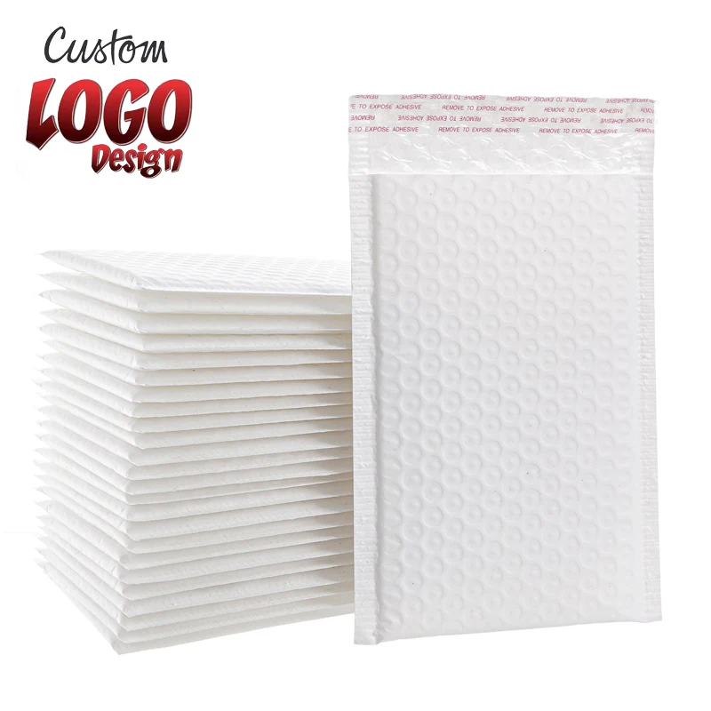 Custom Logo Matte White Poly Bubble Mailer Colored Padded Envelopes Shipping Courier Shipping Bag