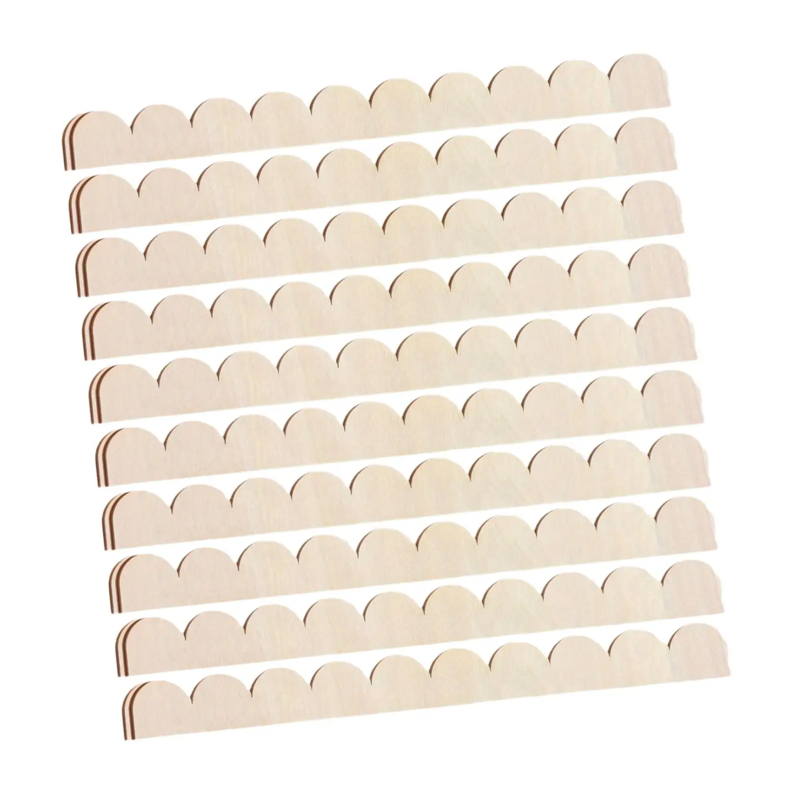 10x Wooden Border Trim Unfinished Cute Paintable Scallop Strips Edge Moulding Strips for Wall Furniture Home Door Cabinet