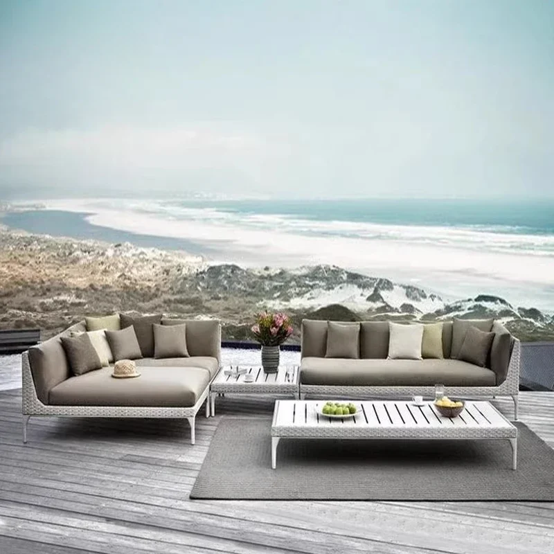 

Уличный диван, кресло из ротанга, журнальный столик, мебель, плетеный бамбук, художественный отдых, двор, балкон, комбинация из трех частей для гостиной