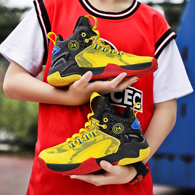 

Брендовая спортивная обувь для мальчиков, высокие детские баскетбольные кроссовки, нескользящие кроссовки для бега на толстой подошве, детская уличная спортивная обувь