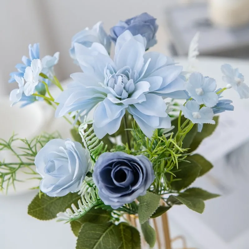 1/5PCS Dahlie Kleine Rosen Kombination Künstliche Blumen Festival Girlande Hochzeit Hause Balkon Dekoration Fotografie Requisiten Diy – Detail 5