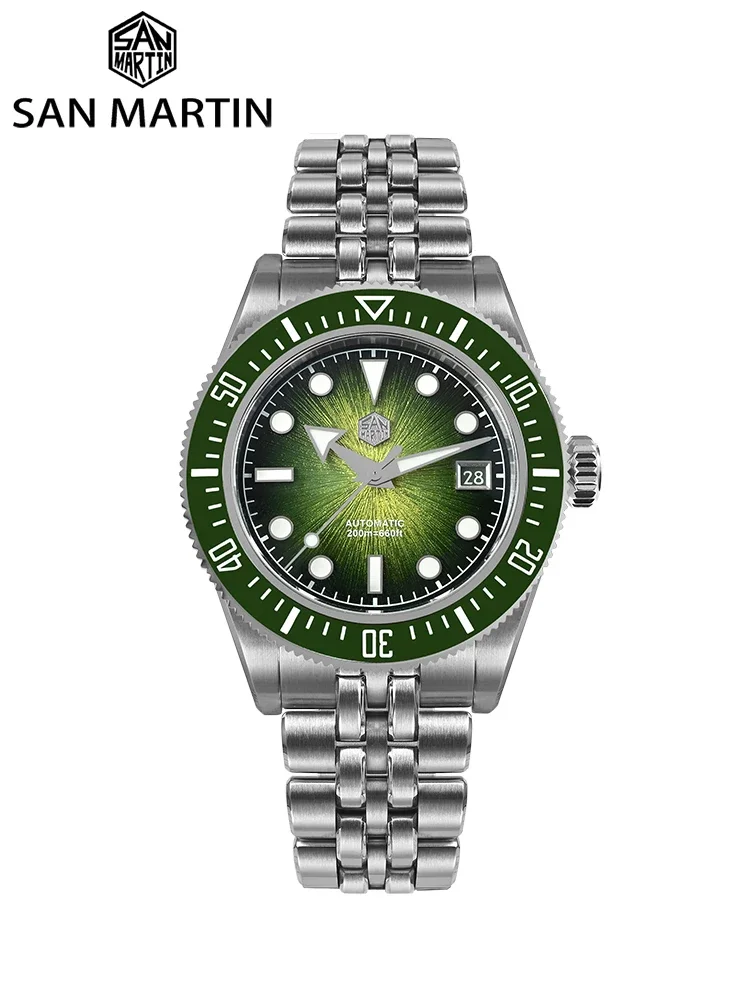 San Martin SN0148 Watch Miyota 9015 Enamel Sunburst Dial Automatic Mechanical Waterproof 200m Original Design Men Dive Watches