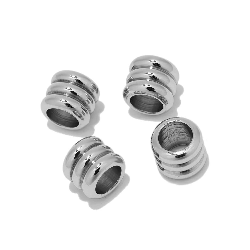 

30Pcs Stainless Steel Big Hole Beads Separator Spacers Beads For 3 4 5mm Round Leather Cord DIY Necklace Bracelet Jewelry Making