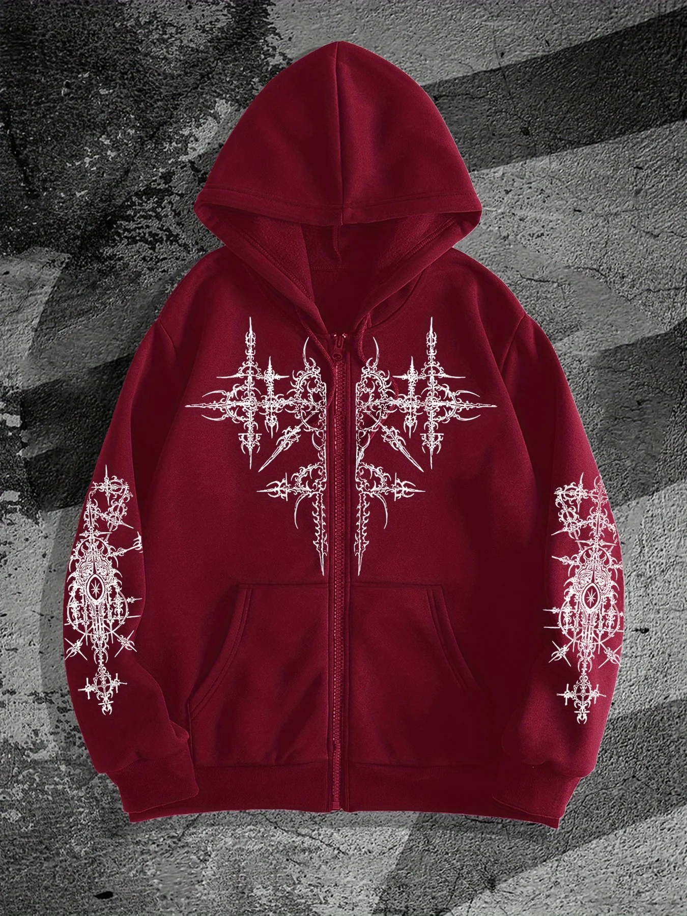 メンズゴシックダークスタイルプリントジップアップパーカー、カ - Mens Fashion Zip Up Hoodies のレビューと価格
