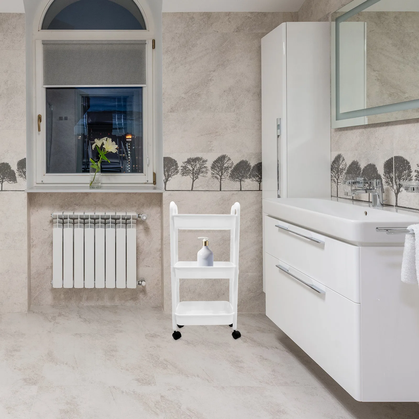 

Multi-Tier Rolling Cart Storage Trolley Utility Kitchen Island Organizer Narrow Shelf For Home Bathroom Laundry Dorm Cart