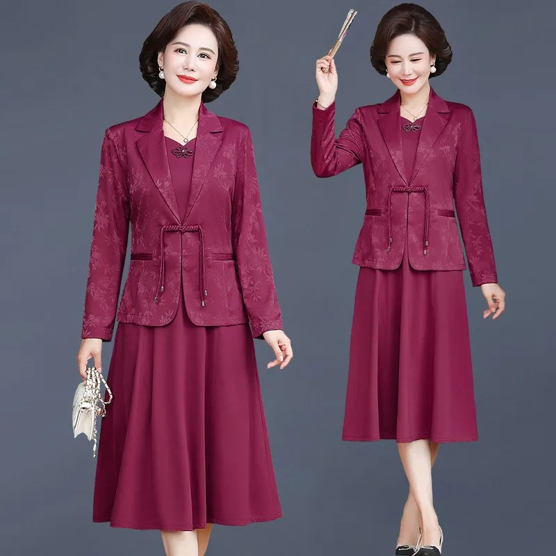 Autumn Fashion Vintage Dress Sets for Women Two Piece Jacket and Pencil Skirt Suit Office Lady Outfit