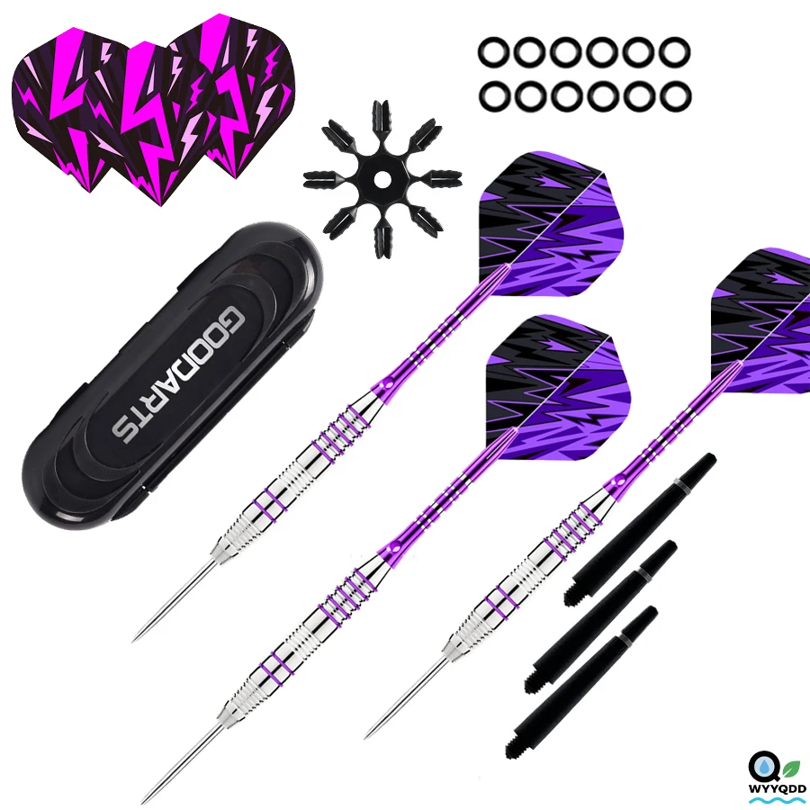 

Darts Metal Tip Set with 3 PVC Dart Shafts 8 Flight Protectors 12 Rubber O-Rings Dart Case Beginner or Professional Darts
