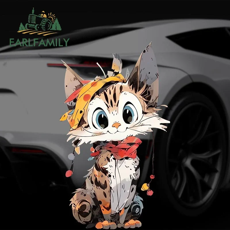 EARLFAMILY 13cm X 7.6cm For Cartoon Funny Cat Naughty Car Stickers Occlusion Scratch Vinyl Car Wrap Helmet Caravan Car Label