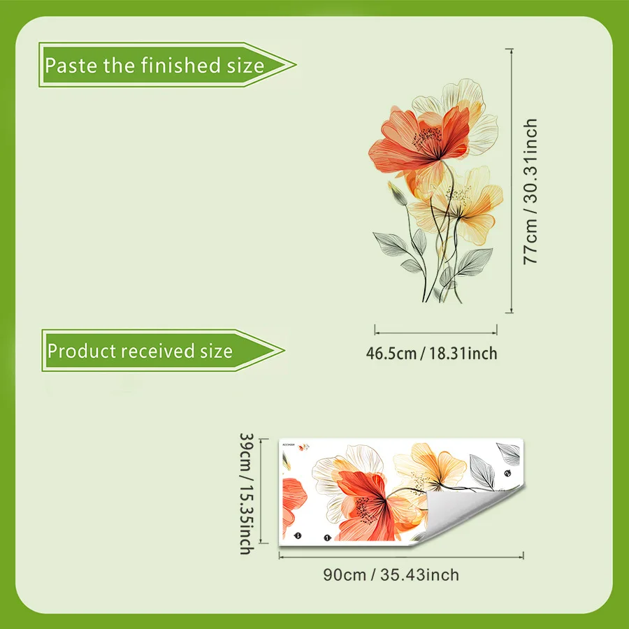 Watercolor Flower Wall Sticker for Living Room Background Decor Decals Bedroom Beautify Home Decoration Self-adhesive Wallpaper