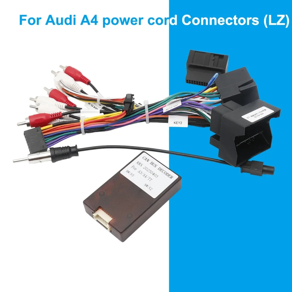 For Audi A4 Car Radio Wiring Harness Power Cable with Multiple Connectors LZ Android Stereo Adapter