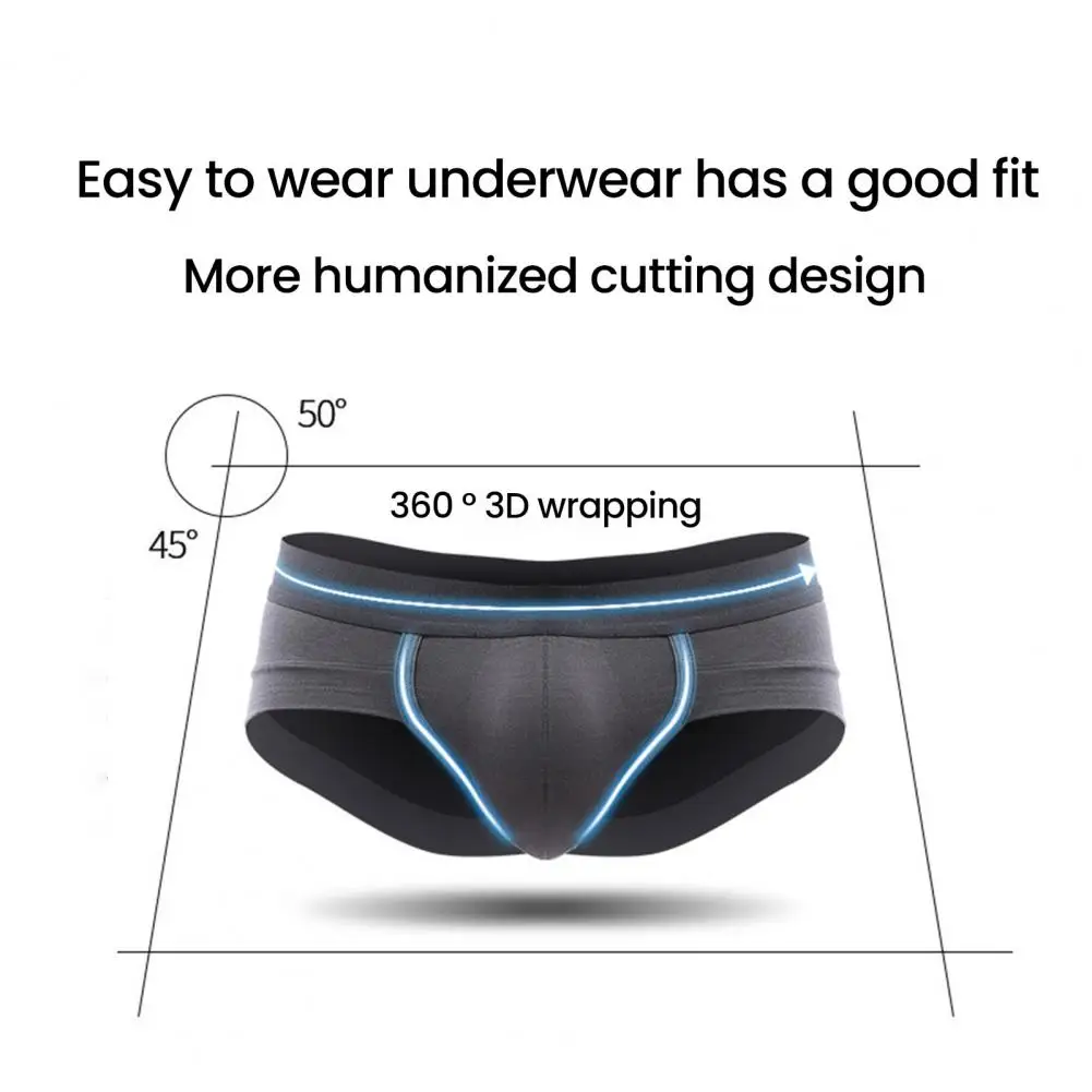 

Smooth Men Briefs Men Boxer Underwear Men's Low-rise Solid Color Boxer Briefs with U-convex Design for Comfortable Daily Wear