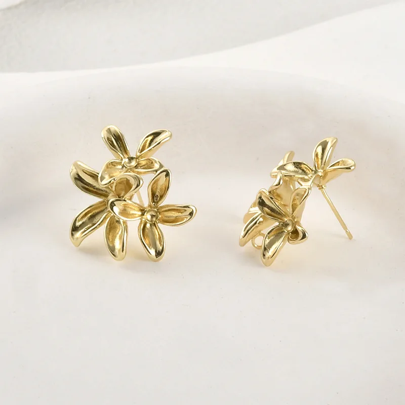 6 أزواج من إكسسوارات المجوهرات ذاتية الصنع قاعدة حلقية على شكل زهرة مع وصلة حلقة للنساء معلقة على صنع أقراط اللؤلؤ #6