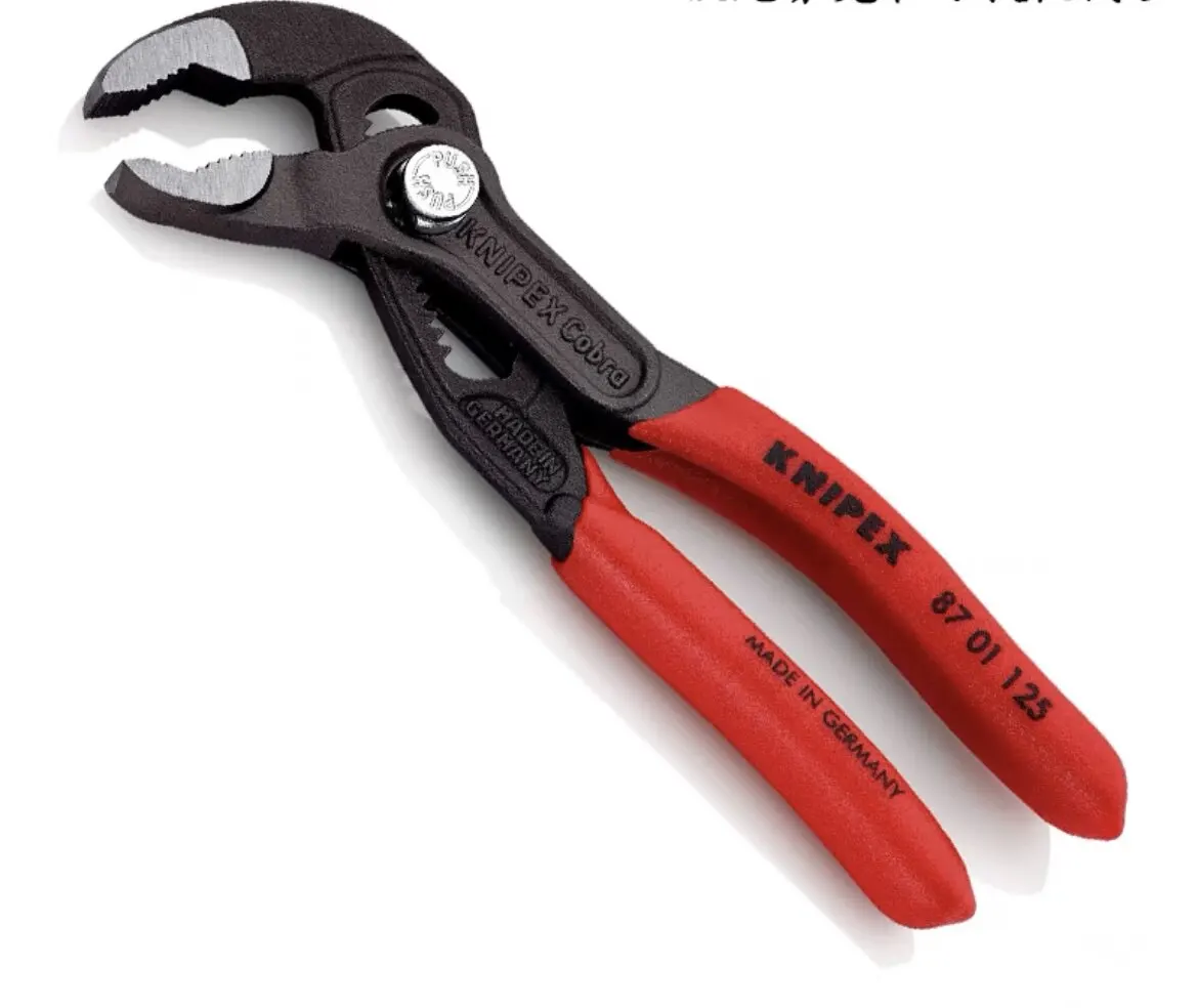 KNIPEX 8701125 Cobra Water Pump Pliers, Red/Black Handles, Adjustable Jaw for Plumbing & Fastening