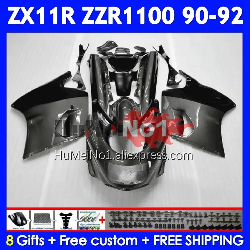 ZX-11R For KAWASAKI NINJA ZX11 Grey black ZZR 1100 ZZR-1100 222No.72 ZZR1100 ZX 11R 11 R ZX11R 90 91 92 1990 1991 1992 Fairing