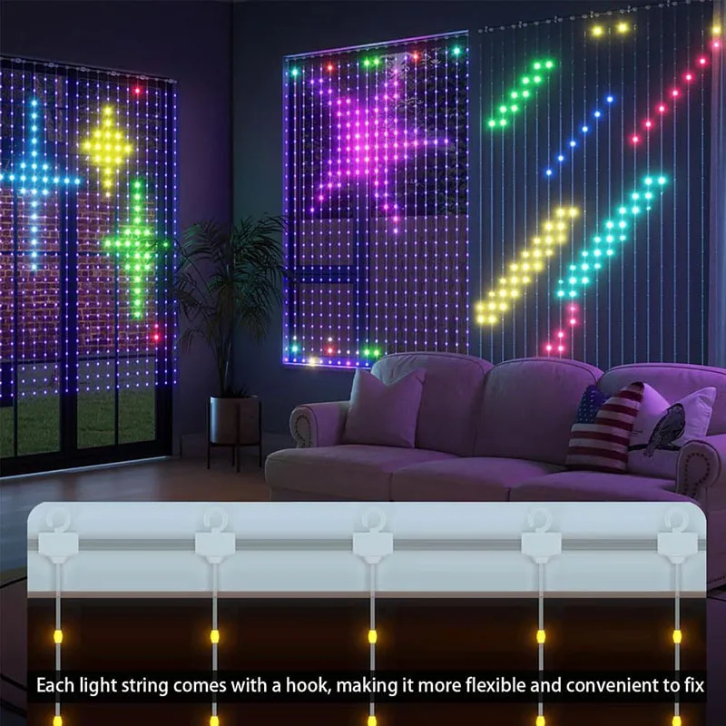 5mX APP Control Curtain Light RGB Dream color Bluetooth sterowanie DIY programowalne inteligentne światło LED Pebble String Light