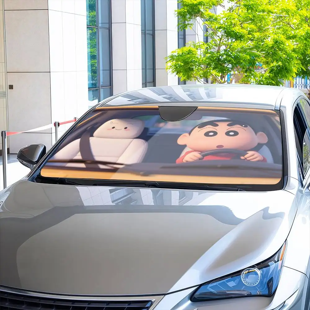 FNNY-drive-Shin-chan Crayon  Car Sunshade Curtains Windshield Anti-UV Protection Front Sun Shade Cooling Protector