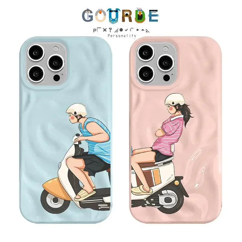 

Gourde Popular Electric Vehicle Couple Patterns Water Ripple Phone Case for Iphone 16 15 14 12 13 11 Pro Max Iphone Plus