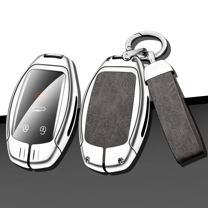 Zine Alloy Car Key Case Cover Auto Smart Remote Keychain Bag Fob Protector Shell Accessories for Bentley Bentayga 2017-2021
