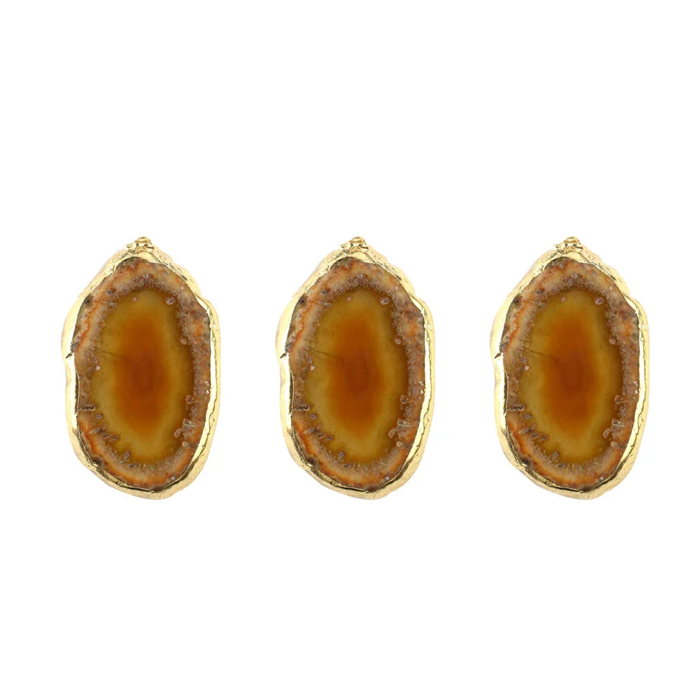 

3 Pcs Pendant Choker Necklace Locket of The Lid Stone Charm Agate DIY Accessories