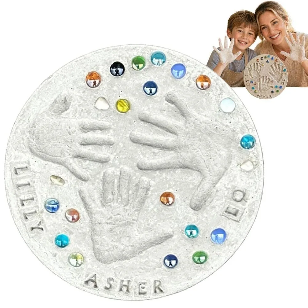 DIY Handprint Stepping Stone Kit Includes Stamp Set Includes Colored Stones Handprint Gift Kit Craft Kit Stepping Stone Kit
