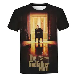 男性と女性のための半袖Tシャツ,3DプリントのゴッドファーザーTシャツ,カジュアルな映画,ストリートウェア,ラウンドネック,トップス,子供服