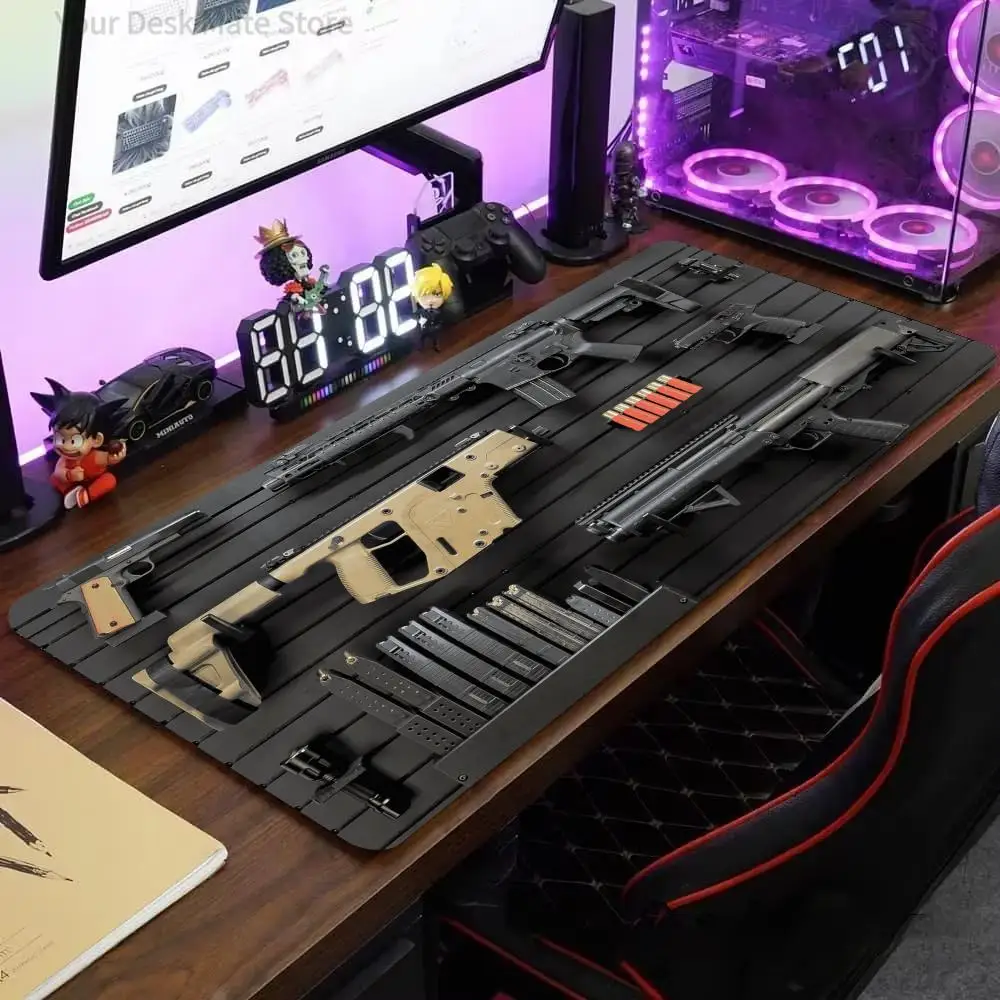 Gun Parts Assembly Large Mouse Pad X Desk Mat Non-Slip Rubber Base Gaming Keyboard and Mouse Stitched Edges for Home and Game