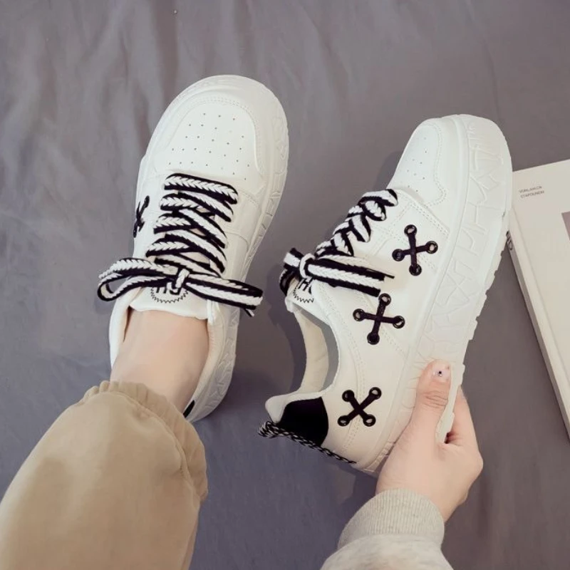 Viral White Platform Sneakers for Women Soft Memory Foam Insoles Social Media Popular Low Top Perfect for Beach Vacations​