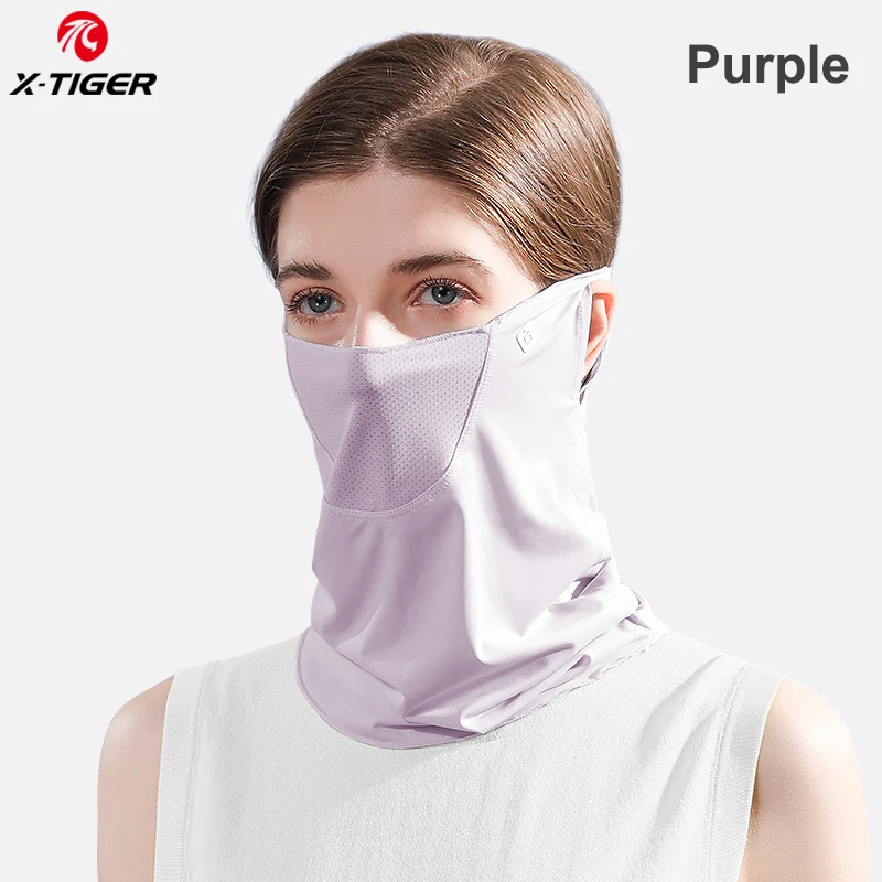 X-TIGER Women Face Cover Ice Silk Sunscreen Mask Summer Anti-UV Breathable Cycling Scarf Sun Protection Hiking Neck Balaclava