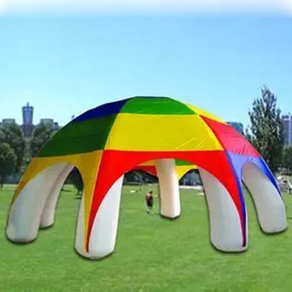 wholesale 8m airblow rainbow color giant inflatable spider dome tent with 6 beams,large outdoor lawn marquee for event