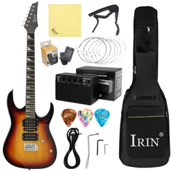 IRIN Sunset Black 24 Frets Electric Guitar 6 Strings Maple Body Neck Guitarra with Bag  Amplifier Tuner Capo Pick Cleaning Cloth