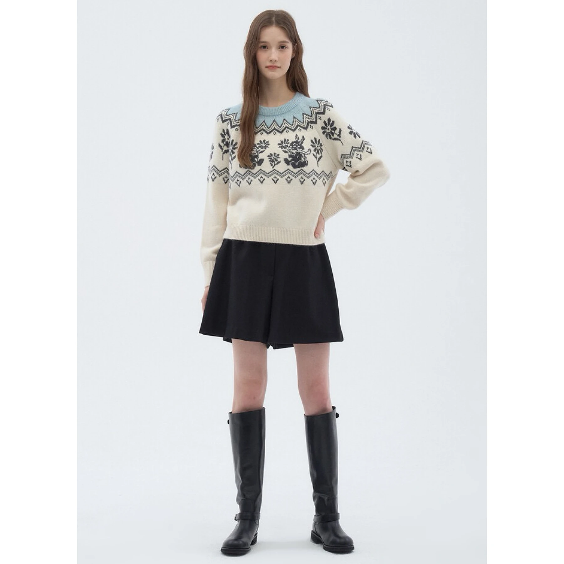 Lemon Cheese Faion runder Ne Strickpullover Wollstrickwaren Vintage Fair Isle Muster Winter Warmes Damenoberteil