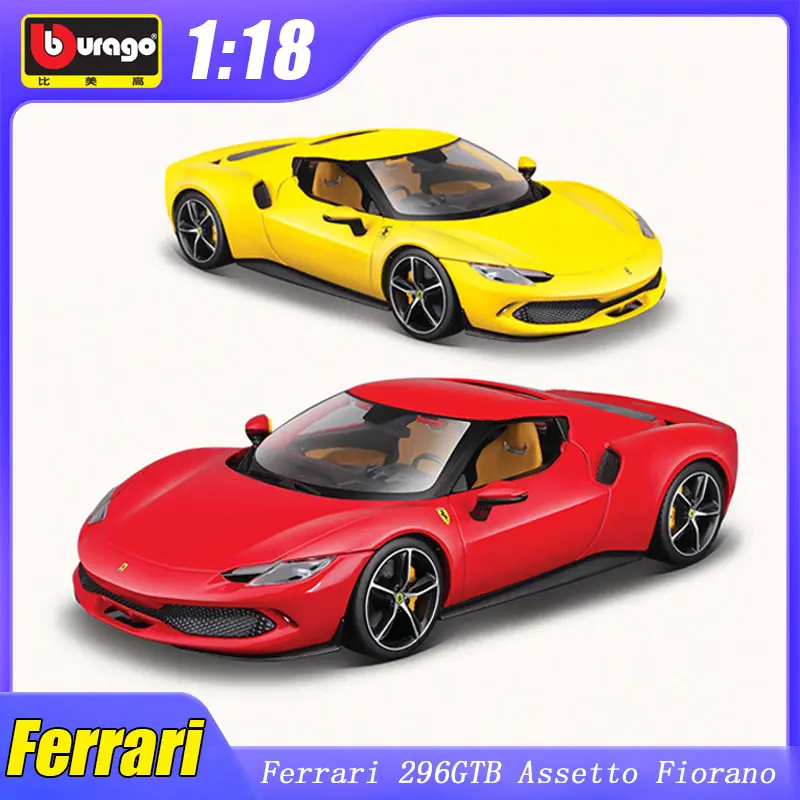 

1:18 Bburago Ferrari 296GTB Assetto Fiorano Model Car Sports Toys Diecast Edition Alloy Luxury Vehicle Collection Ornaments Gift