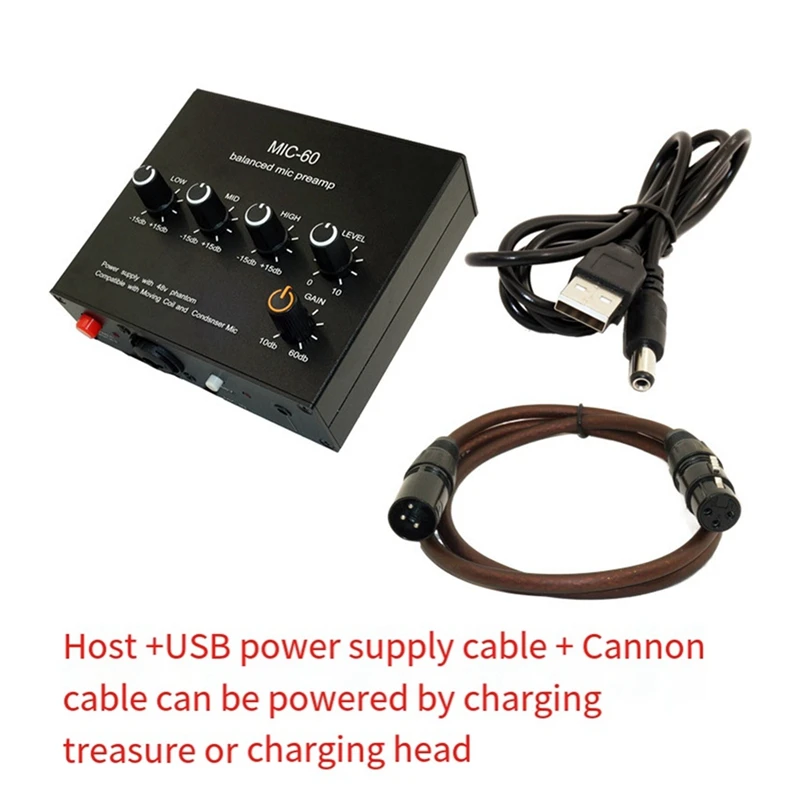 Mikrofon dinamis seimbang Amplifier musik Audio Amplifier MIC-60 dengan 48V Phantom Power-ABDQ