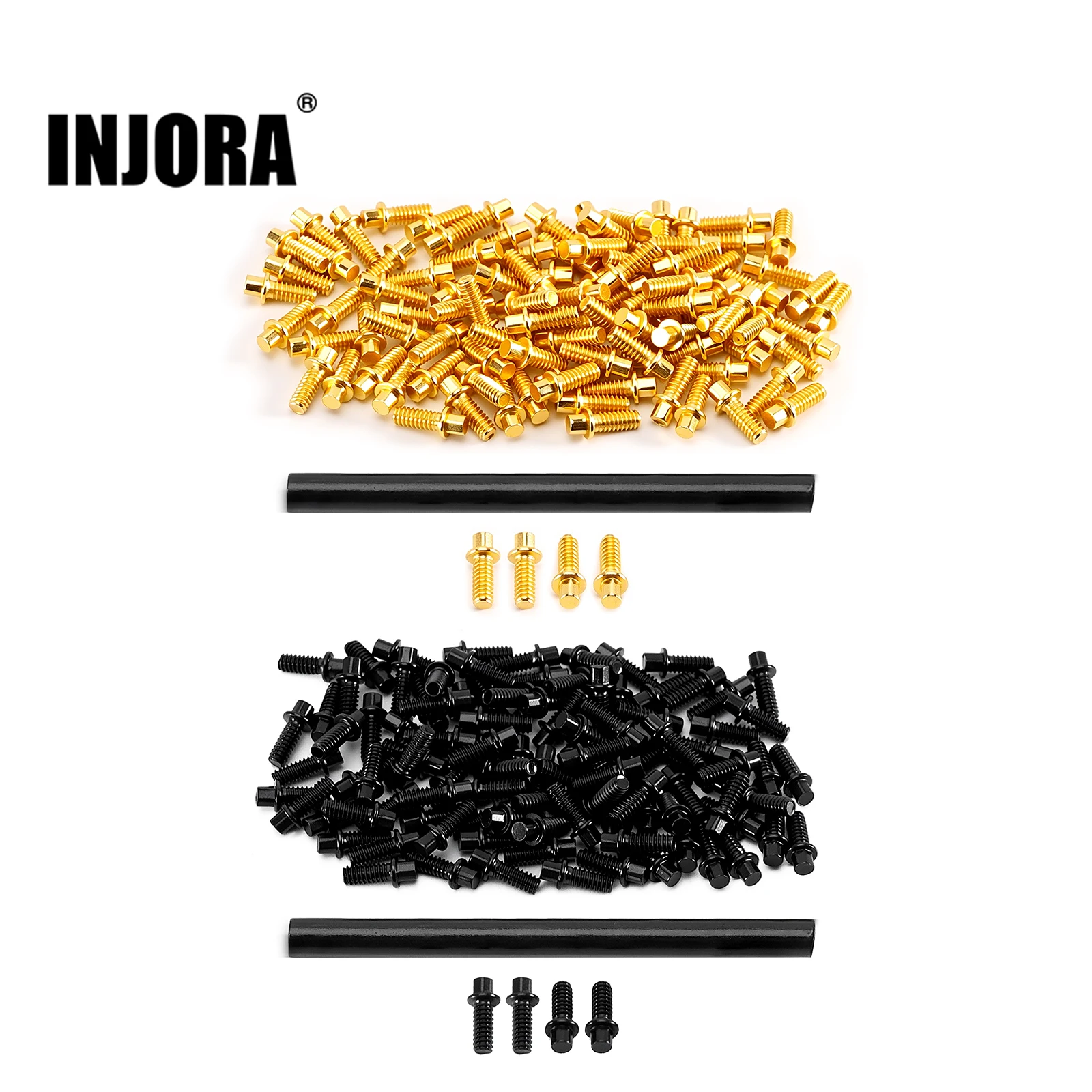 INJORA M1.6 Beadlock-Schrauben der Güteklasse 12,9 für 1,3-Zoll-Räder (Schwarz, Gold)